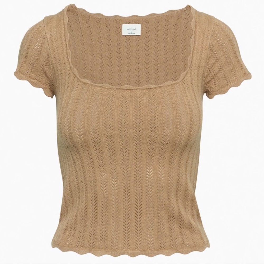 Aritizia Wilfred Parcel Pointelle Tee size medium color birch